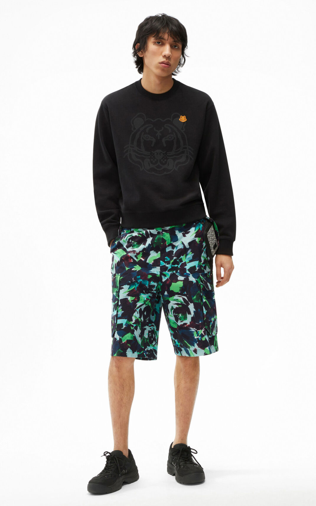 Kenzo K Tiger Sweatshirt Erkek Siyah | 2750-DSUMC